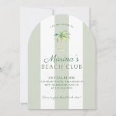 Coastal Green Stripes Palm Beach Birthday Arch 招待状 (正面)