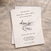 Coastal Hand Drawn Black & White Wedding 招待状