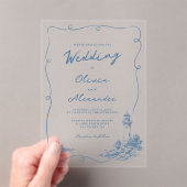 Coastal Hand Drawn Whimsical Lighthouse Wedding  アクリル招待状 (インサイチュ (ポータブル))