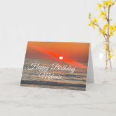 Coastal Happy Birthday Sunset Beach Bright カード (黄色い花)