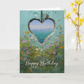 Coastal Heart Wildflower Happy Birthday Greeting  カード (黄色い花)