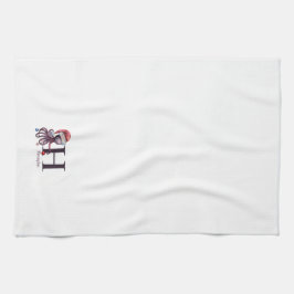 Coastal Holiday Santa Octopus Monogram キッチンタオル