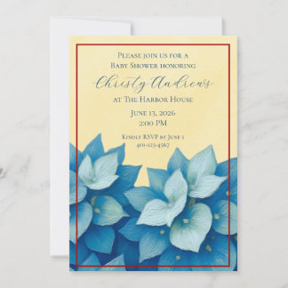 Coastal Hydrangea Baby Shower Invitation 招待状
