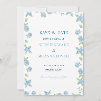 Coastal Hydrangea Save the Date 招待状