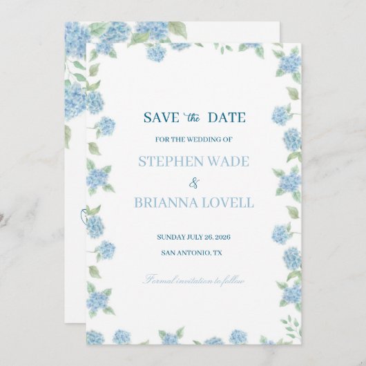 Coastal Hydrangea Save the Date  招待状 (正面/裏面)