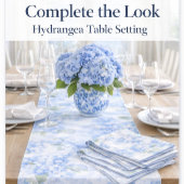 Coastal Hydrangea Table Runner for Elegant Enterta ショートテーブルランナー