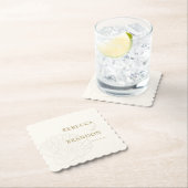 Coastal Ivory & Gold Hand Drawn Seashell Wedding ペーパーコースター (インサイチュ)