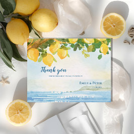 Coastal Lemon Garden Wedding Thank You ポストカード