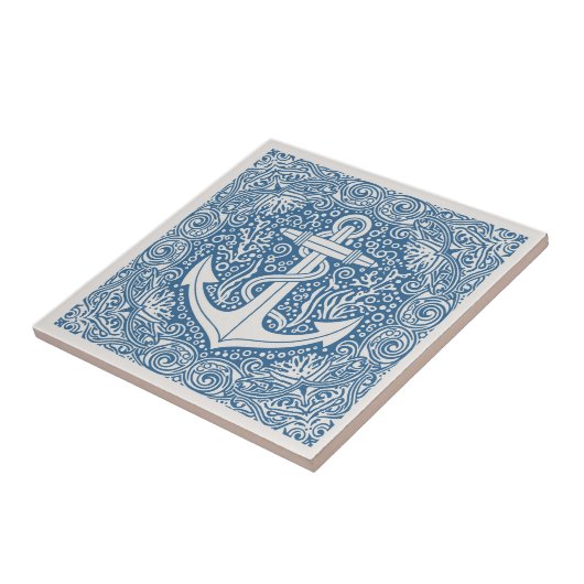 Coastal Life Series Anchor Blue D1208 タイル (側面)