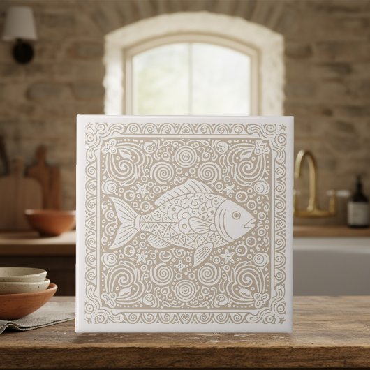 Coastal Life Series Fish サンドD1208 タイル
