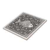 Coastal Life Series Fish B & W D1208 タイル (側面)