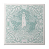 Coastal Life Series Lighthouse Teal D1208 タイル (正面)