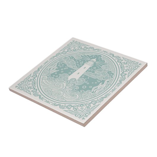 Coastal Life Series Lighthouse Teal D1208 タイル (側面)
