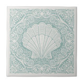 Coastal Life Series Scallop Shell Teal D1208 タイル (正面)
