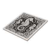 Coastal Life Series Seahorse B & W D1208 タイル (側面)