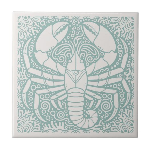 Coastal Life Series Seahorse Lobster D1208 タイル (正面)