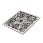 Coastal Life Series Starfish B & W D1208 タイル (側面)