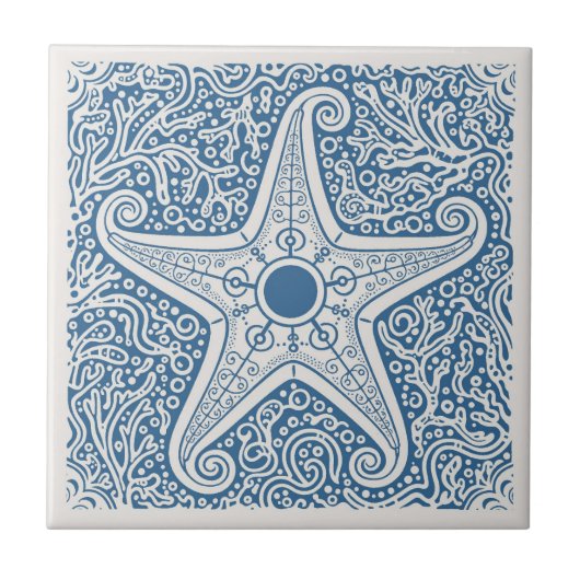 Coastal Life Series Starfish Blue D1208 タイル (正面)
