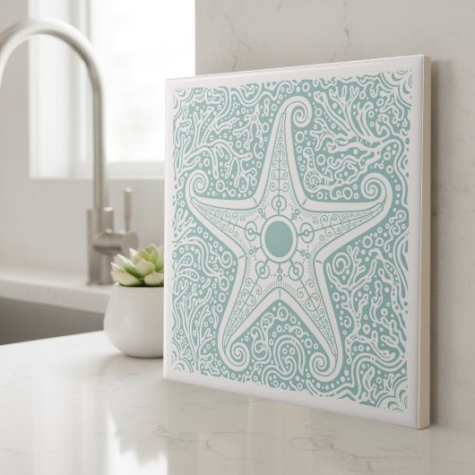 Coastal Life Series Starfish Teal D1208 タイル