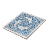 Coastal Life Series Three Dolphins Blue ID1208 タイル (側面)