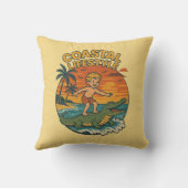 Coastal Lifestyle Alligator Surfing | Retro Beach クッション (裏面)