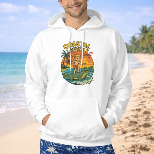 Coastal Lifestyle Gator Surfing - Retro Surf Beach パーカ