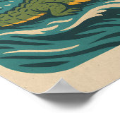 Coastal Lifestyle Gator Surfing - Retro Surf Beach ポスター (角)