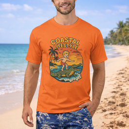 Coastal Lifestyle Gator Surfing - Retro Surf Beach Tシャツ