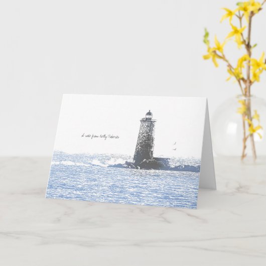 Coastal Lighthouse & Atlantic Ocean Nautical Theme カード (黄色い花)