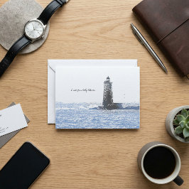 Coastal Lighthouse & Atlantic Ocean Nautical Theme ノートカード