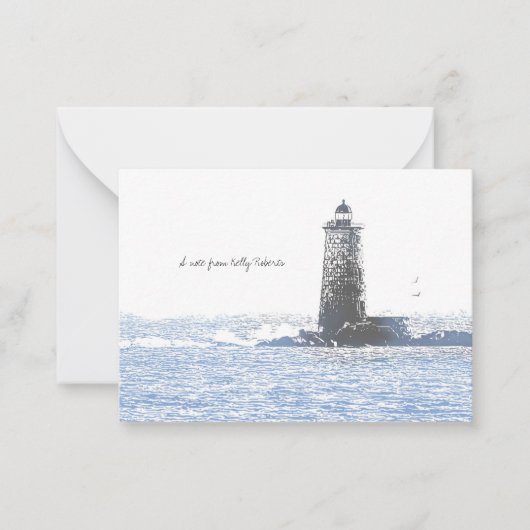 Coastal Lighthouse & Atlantic Ocean Nautical Theme ノートカード (正面)