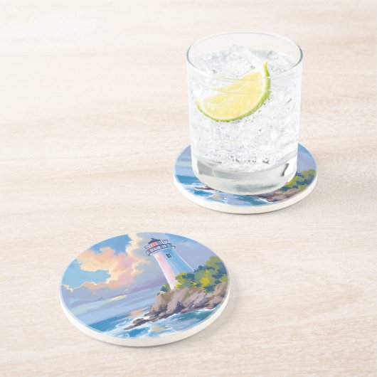 Coastal Lighthouse | Blue Ocean Waves Sea コースター (側面)
