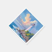 Coastal Lighthouse | Blue Ocean Waves Sea スタンダードカクテルナプキン (角)