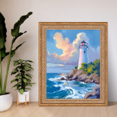 Coastal Lighthouse | Blue Ocean Waves Sea ポスター