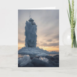 coastal lighthouse in winter カード