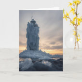 coastal lighthouse in winter カード (黄色い花)