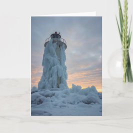 coastal lighthouse in winter カード