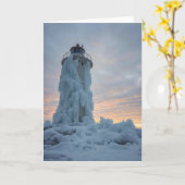 coastal lighthouse in winter カード (黄色い花)