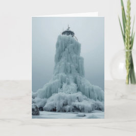 coastal lighthouse in winter カード