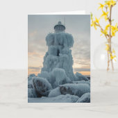 coastal lighthouse in winter カード (黄色い花)