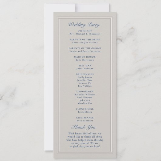 Coastal Lighthouse Nautical Formal Wedding Program (裏面)