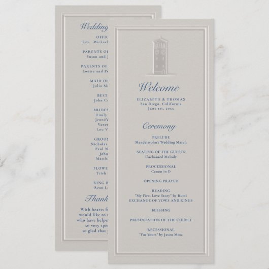 Coastal Lighthouse Nautical Formal Wedding Program (正面/裏面)