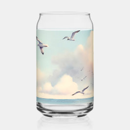 Coastal Lighthouse Seagulls Pastel Sky Serenity ガラス缶