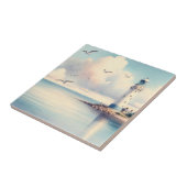 Coastal Lighthouse Seagulls Pastel Sky Serenity タイル (側面)
