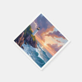 Coastal Lighthouse Sunset | Beach Ocean Painting スタンダードカクテルナプキン (角)