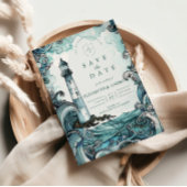 Coastal Lighthouse Wave Wedding セーブザデート