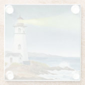 Coastal Lighthouse with Light Beam ガラスコースター (裏面)
