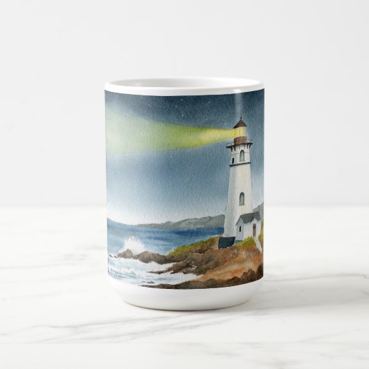 Coastal Lighthouse with Light Beam コーヒーマグカップ (中央)