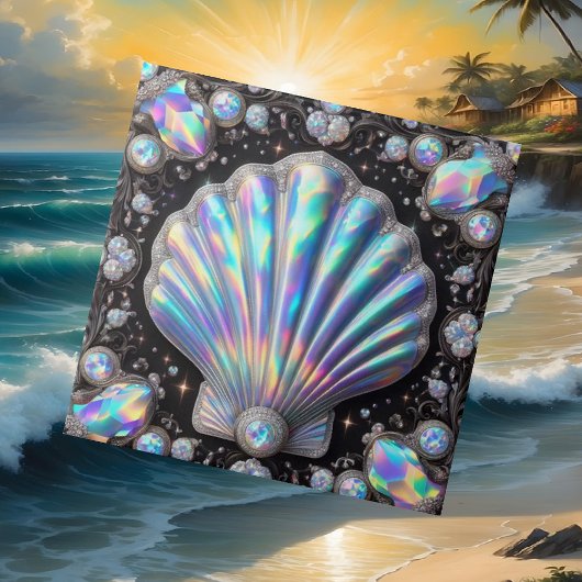 Coastal Living | Black Seashell Opal Diamond タイル