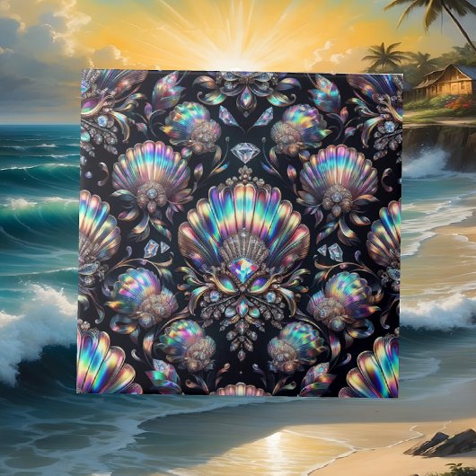 Coastal Living | Black Seashell Opal Diamond タイル